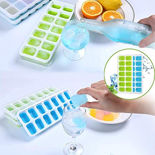 3 Ice Trays, Easy-Release Silicone And 14 Flexible Ice Trays, Easy-Release Stackable Ice Trays, With Overflow-Proof Removable Lid, Suitable For Whiskey, Cocktails, Durable And Washable Dishwashers #TOP2