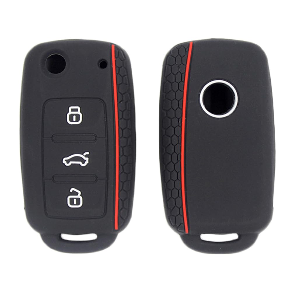 Berfea Custodia per portachiavi in silicone senza chiave per telecomando compatibile con VW Tiguan Golf Polo Jetta Passat