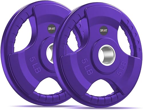 Miniatura 1 de SPART Placa de agarre olímpica con revestimiento de goma de color de 2 pulgadas en pares o individual para entrenamiento de fuerza, levantamiento de