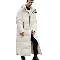 Down Jacket Unisex Winter Hooded Long Over-the-Knee Parka Casual proof Mens Solid Color Jacket