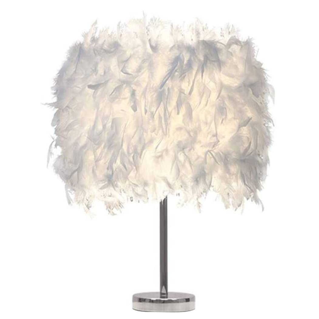 XUEYEGONGJI Bedside Table Light - White Lampshade Plume Desk Night Light for Living Room