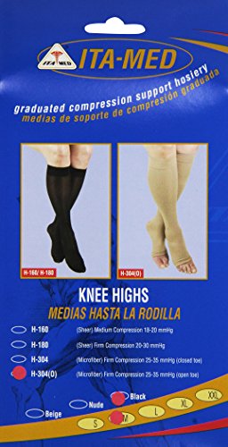 Image of ITA-MED I H-304(O)(3) M BL Microfiber Knee Highs, Black, Medium