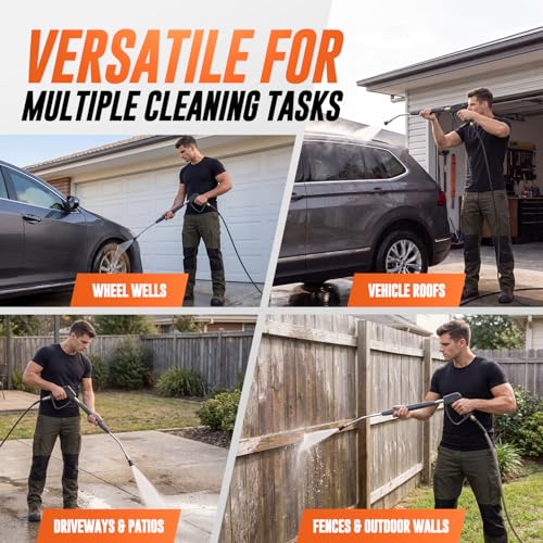 Image of Pressure Washer Extension Wand, Pressure Washer Wand 1 /4 Quick Connect | 304 stainless steel, 21 in, 20 degree angled end, anti-slip ribbed grip, 1 /4 quick connect, 5000 PSI, 12 GPM