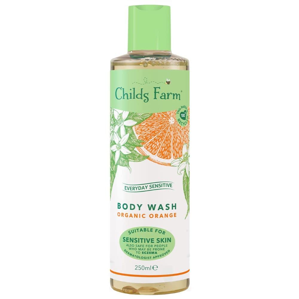 Childs Farm Family Everyday Sensitive Body Wash Organic Orange for Sensitive Skin Clear, 250 ml (Pack of 1)