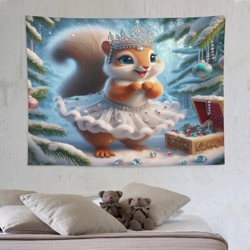 Tapisserie murale écureuil tissu imprimé 150x200cm pour déco murale suspendue esthétique
