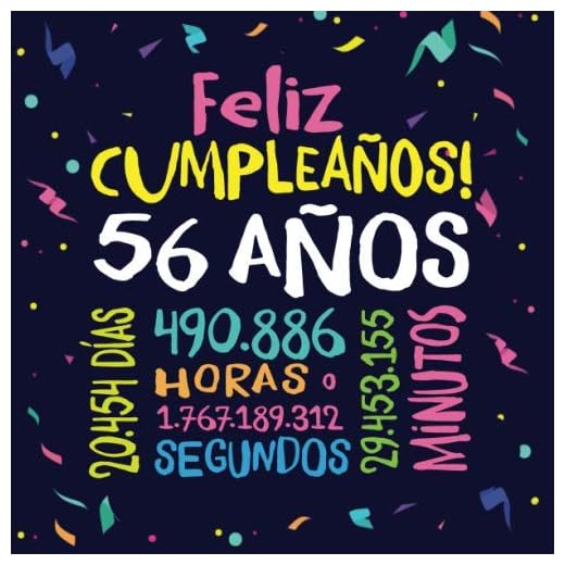 Feliz Cumpleaños - 56 Años: Un libro de visitas para fiesta de 56 cumpleaños – Decoración y regalos originales para hombres y mujeres - 56 años - ... para felicitaciones y fotos de los invitados