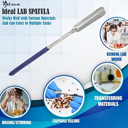 A2Z-VL004 Stainless Steel Micro Lab Scoop Half Rounded Spoon Spatula Sampler, with Vinyl Handle 6" (15.24 cm) - Image 5