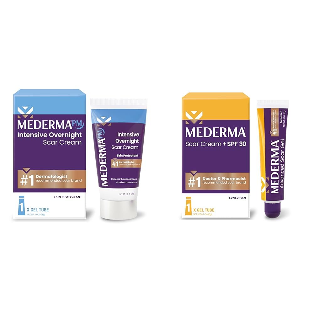 Mederma PM Intensive Overnight Scar Cream, Works with Skin's Nighttime Regenerative Activity & Scar Cream Plus SPF 30, Sunscreen, Protects from Sun Damage, Reduces the Appearance of Scars