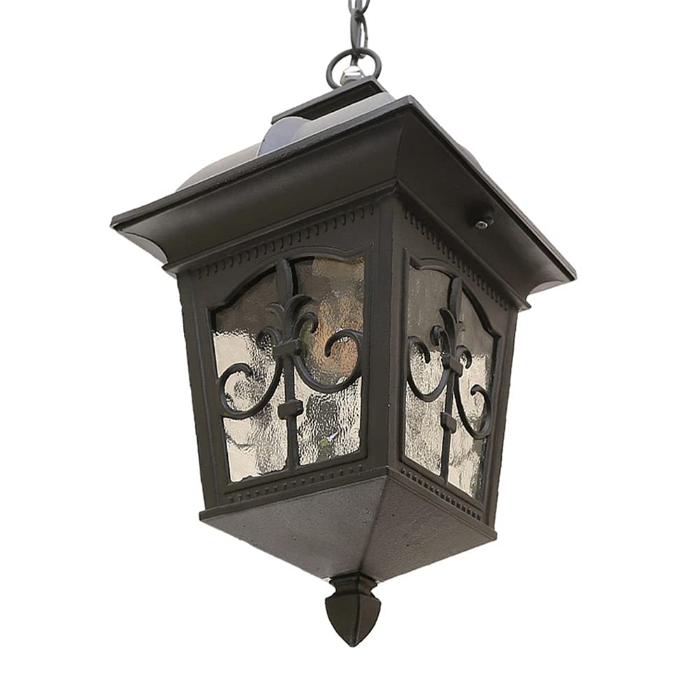 LYMSXAZOU Vintage Industrial E27 Hanging Pendant Light - Retro Waterproof Metal Lantern for Outdoor Gazebo Patio Balcony Courtyard Villa & Loft Rainproof Ceiling Chandelier