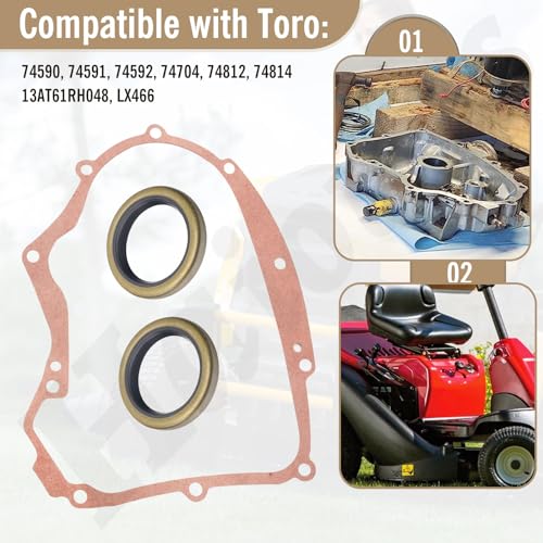 Image of 2 Set 594195 Crankcase Gasket & 795387 Oil Seal Compatible with B&S Toro Engines 40H777, 40G777, 74812, 74814, 13AT61RH048