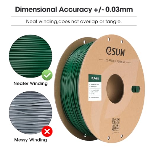 Image of eSUN High Speed PLA+ Filament 1.75mm, 3D Printer Filament Speedy PLA Plus for Fast Printing, Dimensional Accuracy + /- 0.03mm, 1KG Cardboard Spool 3D Printing Filament for 3D Printers, Pine Green