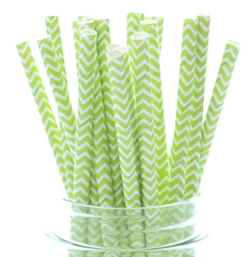 Green Zig Zag Chevron Straws - 25 - Christmas Straws or St. Patrick’s Day Party Supplies, Green Chevron Wedding Paper Drinking Straws