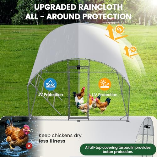 Image of CHIKENCOOP 13x6.5x6.6ft Metal Chicken Coop, Full-Top 2-Room Chicken Run