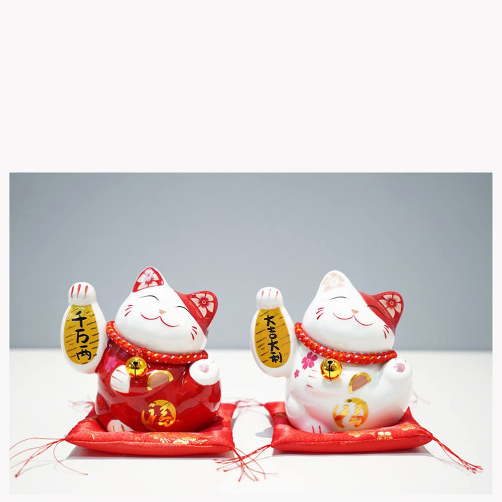 開運大口招き猫銭貯蔵缶陶磁器工芸品開業プレゼント置物1