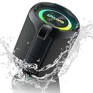 OHAYO 40W Wireless Portable Bluetooth Speaker with Lights, IPX7 Waterproof, Loud Sound, RGB Lights,TWS Pairing, AUX&TF-Card in, for Home/Party/Travel/Outdoor/Beach