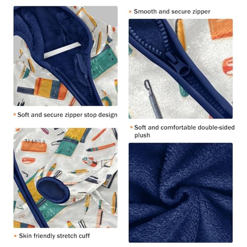 Cartoon Notebooks Stationery Girls Fleece Jacket Girls Fall Jacket Boys Coats Zip Up Hoodie Outerwear 2-10T3