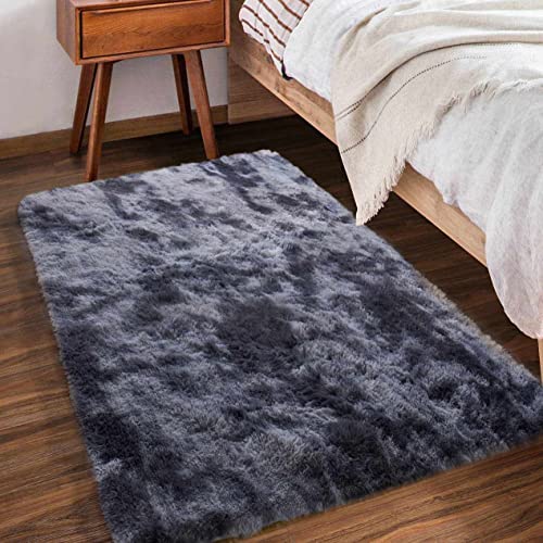 Rugs for Living Room Fluffy Area Rug Shaggy for Bedroom Soft Modern Luxury Fur Carpet for Kids Room Nursery Indoor Plush Furry Rug Comfy Home Decor Floor Mat (Dark Grey, 80 * 150cm)