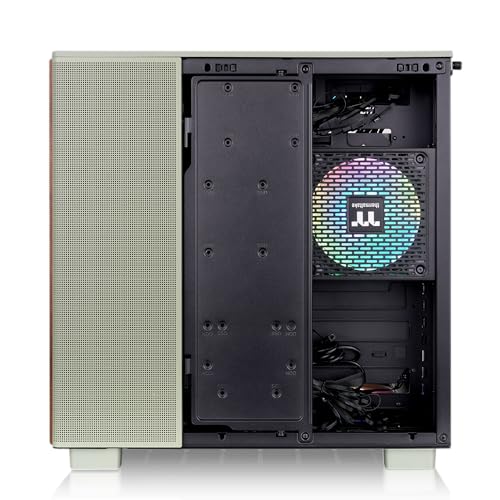 Image of Thermaltake View 380 XL WS ARGB; Mid Tower Chassis; Side Wood Trim; 4x120mm ARGB Fans Included; 420mm GPU Clearance; ATX /mATX /mITX; Hidden Connector Support; Dual Chamber;Matcha Green;CA-11E-00MEWN-WS