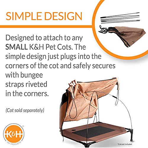 K&H Pet Products - Toldo para Cuna para Mascotas para Camas Exteriores elevadas para Perros, toldo para Perros para cunas de Perro (Las cunas se Venden por Separado), Bronceado, pequeño 22 x 17 - Image 6