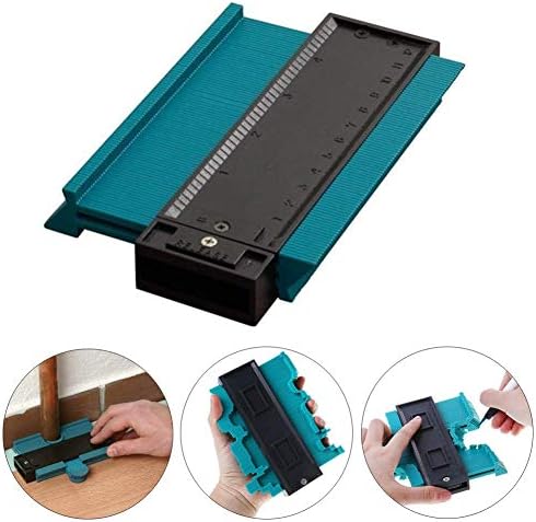Contour Gauge Duplicator, Woodworking Shape Tracing Template Measuring Tool, Circular Frame Profile Gauge Ruled - Profile Jig Guide-5Inch (Blue)