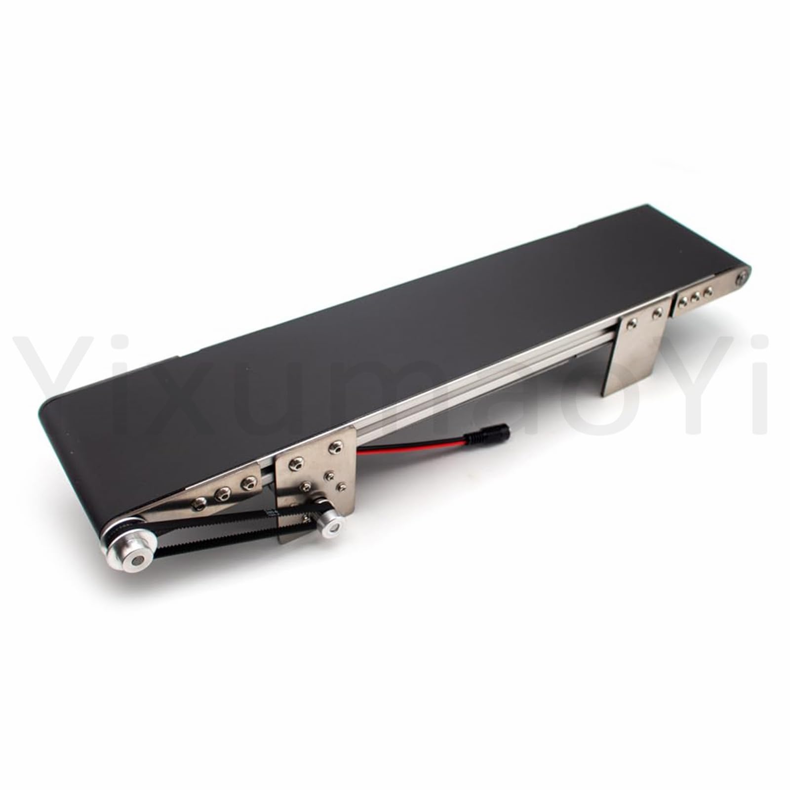 Generico Nastro Trasportatore Elettrico da Tavolo, Mini Trasportatore Automatico, Nastro Trasportatore Antistatico in PVC per la Produzione Automatizzata,Black-10x50cm