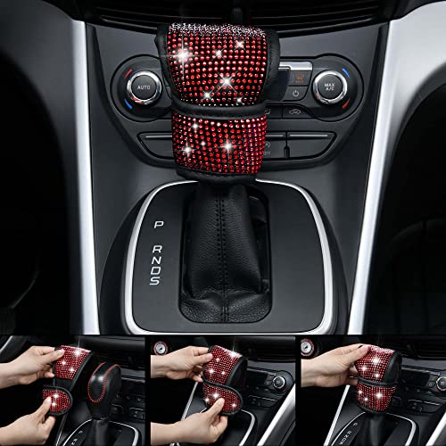image for CAR PASS 11 PCS Bling Red Steering Wheel Cover Set for Women, Sparkly 