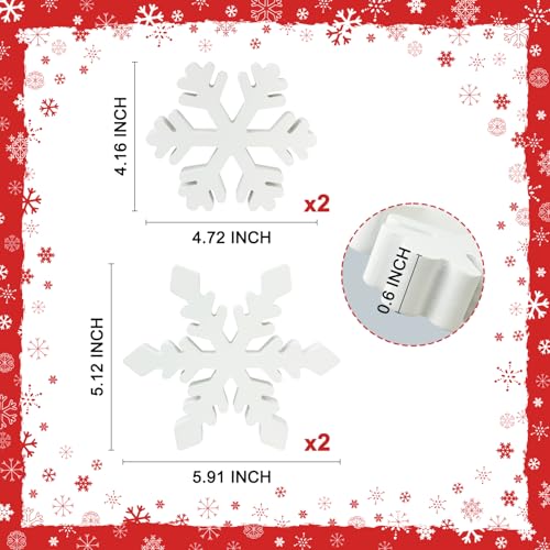 Image of Wooden Snowflake Table Decorations 4 PCS, Winter Decor for Home Indoor