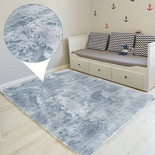 Amazinggirl Hochflor Teppich wohnzimmerteppich Langflor - Teppiche für Wohnzimmer flauschig Shaggy Schlafzimmer Bettvorleger Outdoor Carpet Silbern 160x230 cm