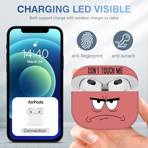 Image of for Airpods 3rd Generation Case,Don't Touch Me Cool Cover with Lanyard Big Eyes Cute Cartoon for Airpods 3rd Generation Case,Soft Shockproof Cover for Women Men-Watermelon Red