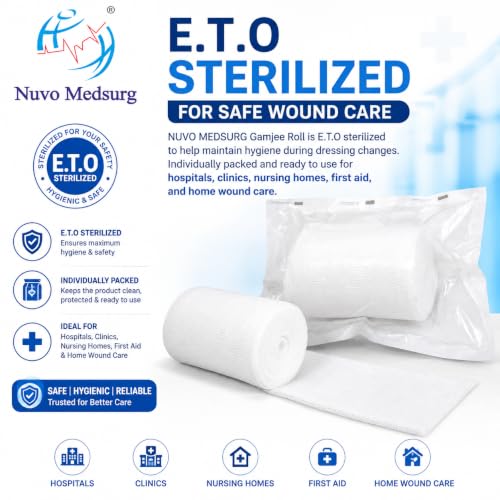Image of E.T.O-Sterile Gamjee Roll | Size: 15cm x 3m | Pack of 1 Roll | Medical-Grade Absorbent Cotton | For External Use Only | Suitable for Hospitals, Clinics, First Aid Kits & Home Care.
