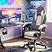Giantex Gaming Chair, Ergonomic Video Game Chair w/Footrest, Lumbar Support, Headrest, Reclining Backrest & Linkage Armrests, Height Adjustable 360° Swivel Computer Desk Chair for Home Office (Grey)