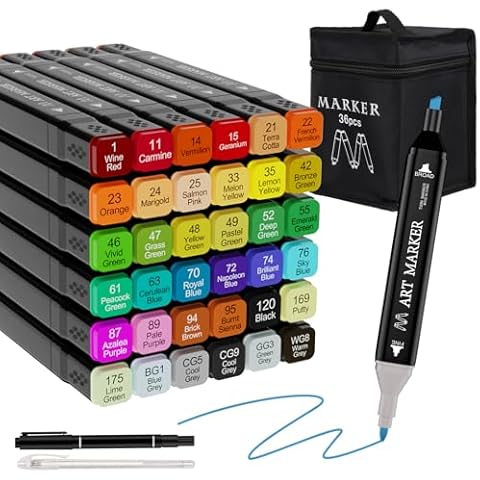Tommax Alcohol Markers Set, 36 Colors Dual Tip Alcohol Markers for Painting, Coloring, Card Making and Sketching Alcohol Based Markers Pen, Art Gifts for Kids Adults Artists Cover