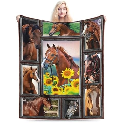 CXJNEKL Horse Blanket Gifts for Girls Women - Cute Flannel Fleece Throw Blanket Best Gifts for Horse Lovers Girls, Horse Lovers Christmas Birthday Gifts Decor Throw Blanket 60" x 50" Cover