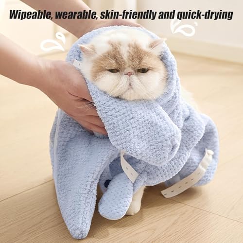 Hunde-Bademantel – Korallen-Fleece-Handtuch mit Fußschlaufe, Reißverschluss-Design, Haustierkostüme, Katzenbekleidung und Zubehör für Weihnachten, Muttertag oder Valentinstag