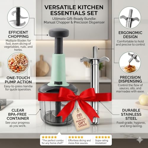 Image of Chopper for Kitchen Use 900 ML, Push Chopper with 4 Blades, Vegetable Chopper Kitchen Items for Home Cutting Vegetables, Onion, Ginger, Garlic, Salad, Tomato, Potato (Multicolour)