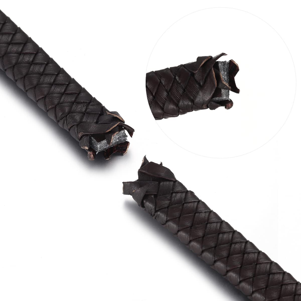 1 metr pleciony sznurek, nieprzerwany, płaski skórzany sznurek do produkcji biżuterii, bransoletki, naszyjnik, rzemiosło, brązowy, 8 x 4 mm
