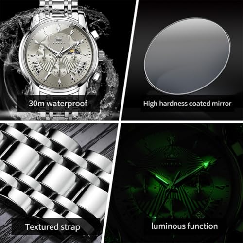 Image of OLEVS Watch for Men Original Chronograph Analog Quartz Waterproof Watch Luxury Premium Businesse Diamond Mens Dress Watches