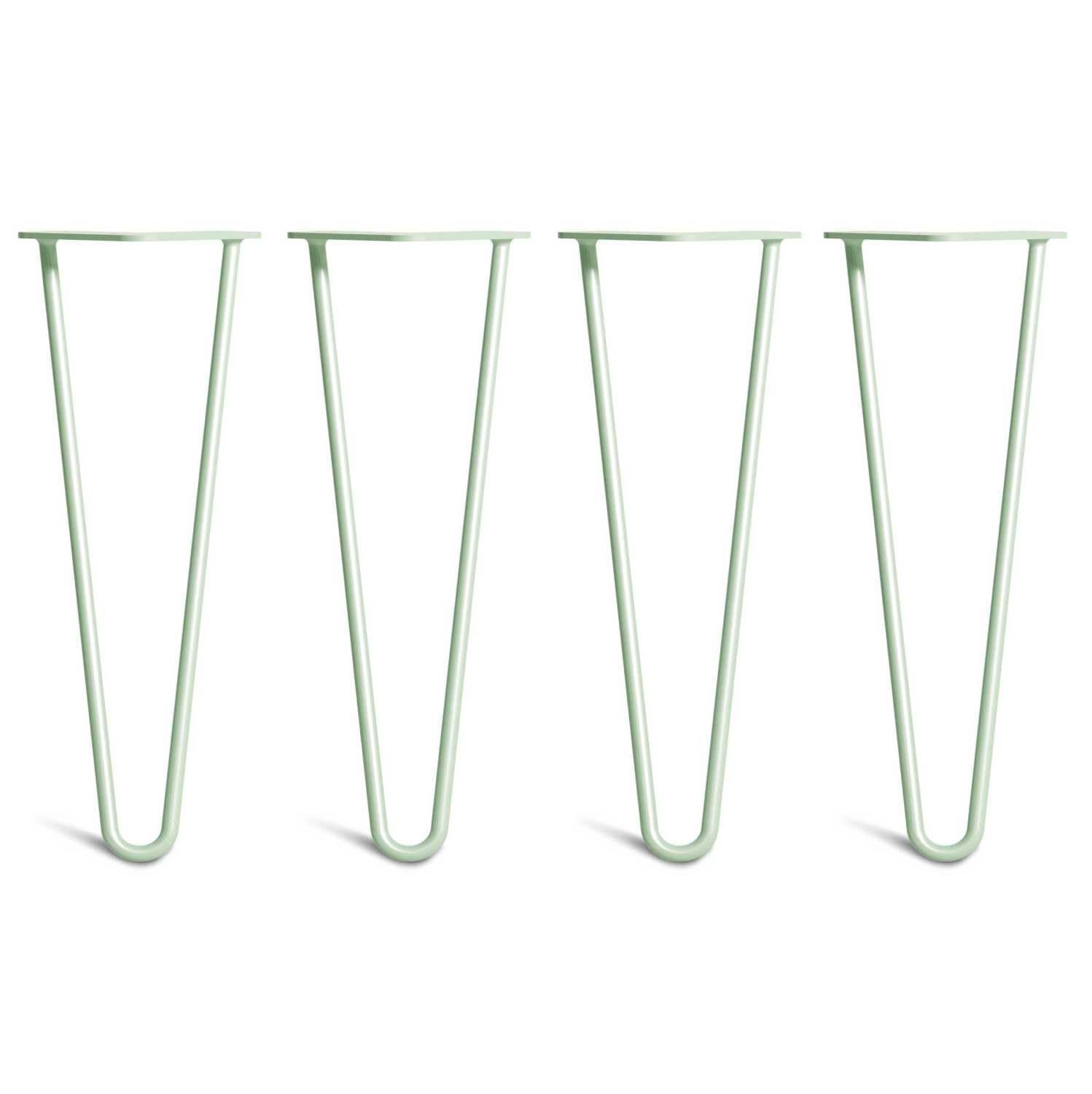 [HLC] 4 x Hairpin Table Legs – Superior Double Weld Steel Construction With Screws, Build Guide & Protector Feet Worth £8 Included! – 10mm Steel [14"/35cm,Pastel Green]