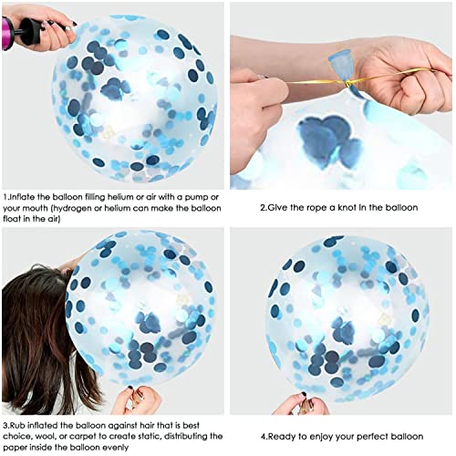 Image of AMFIN Confetti Balloon Blue /Baby Shower Blue Theme Balloons /Boy Blue Birthday Decoration /Blue Confetti Balloons /Birthday Balloons /Welcome Boy Balloon -Pack of 20