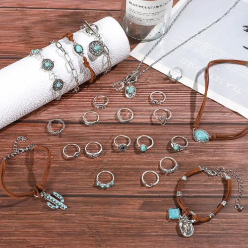 Joyas bohemias de plata NEWITIN con 68 piezas de collares y anillos 4