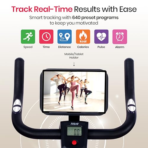 Image of Sparnod Fitness SSB-10N Magnetic Spin Bike for Home Use - Ultra-Silent Belt Drive, 10kg Precision Flywheel, 4-Way Adjustable Seat & Handlebars, Heavy-Duty Steel Frame with LCD Monitor, User Weight 125kg