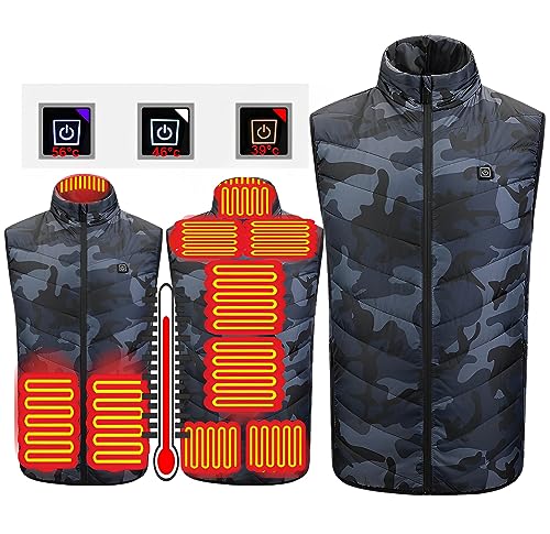 Image of New Unisex Heated Vest with 3 Heating Levels, 9 Heating Zones, Washable Stand Collar Lightweight Zip Heated Vest