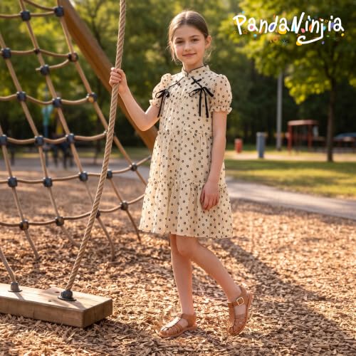 Image of PANDNAINJIA Toddler Girls Sandals T-Strap Dress Summer Shoes