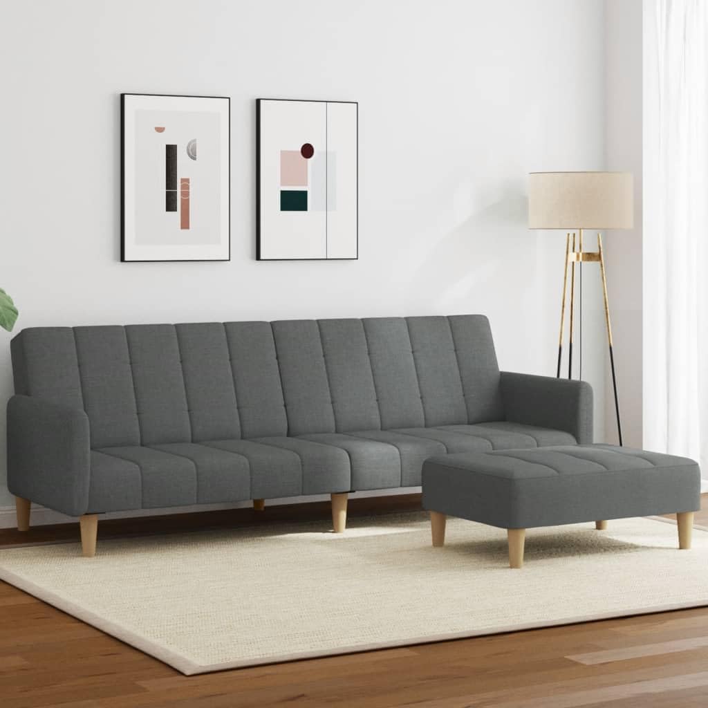 Homgoday Sofá Cama de 2 plazas con Taburete Tela Gris Oscuro, Sillones de Televisión, Sofás de Descanso Relax, Sofas De Salon, Hogar Sofa Muebles，Asientos Tapizados para Salón