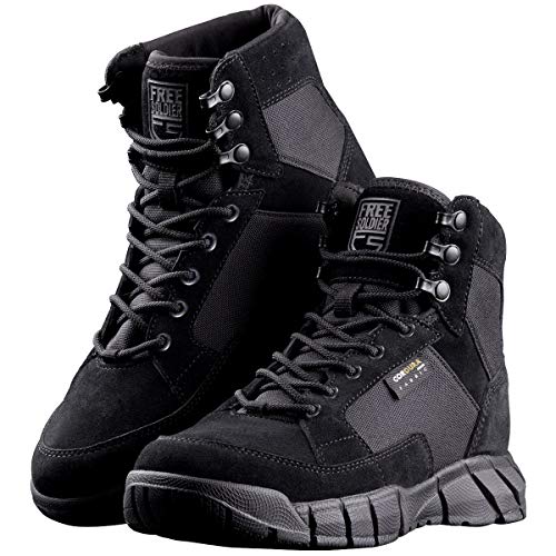 FREE SOLDIER Men's Tactical Boots 6 Inches Lightweight Military Boots for Hiking Work Boots Breathable Desert Boots (Black, 8)