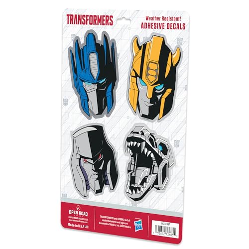 Image of Hasbro Transformers Heads Adhesive Vinyl Decals - Fun Transformers Stickers for Water Bottle or Laptop, 1 Pack (4 Count)