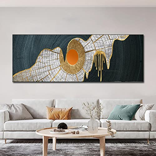 Peinture abstraite colorée KEBIA en toile haut de gamme 60x180cm chic - 2