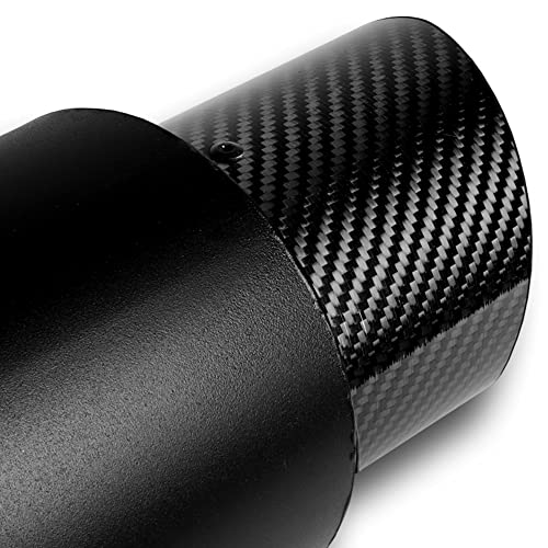 Q1-Tech, Universal 4" Carbon Fiber Slant Tip Jdm N1 Style Muffler Hi Flow Black Stainless Steel Weld-On 2.5" Inlet , Muffler , Removable Silencer Pre-Attached #TOP4