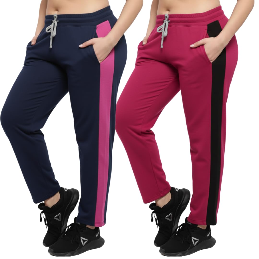 irana Women Lower |Cotton Pants for Ladies | Women Joggers Track Pants Lower | Elastic Waist Stretchable Comfortable Lower | Regular Wear, Office Wear, Lounge & Gym Wear for Women-Pack of 2-picture-17