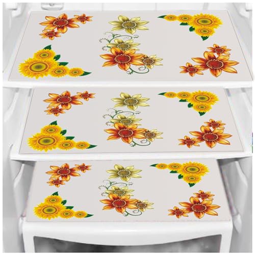 Image of DakshyaIndustries Pack of 3 PVC Printed Fridge Mat /Refrigerator Mat (Yellow)